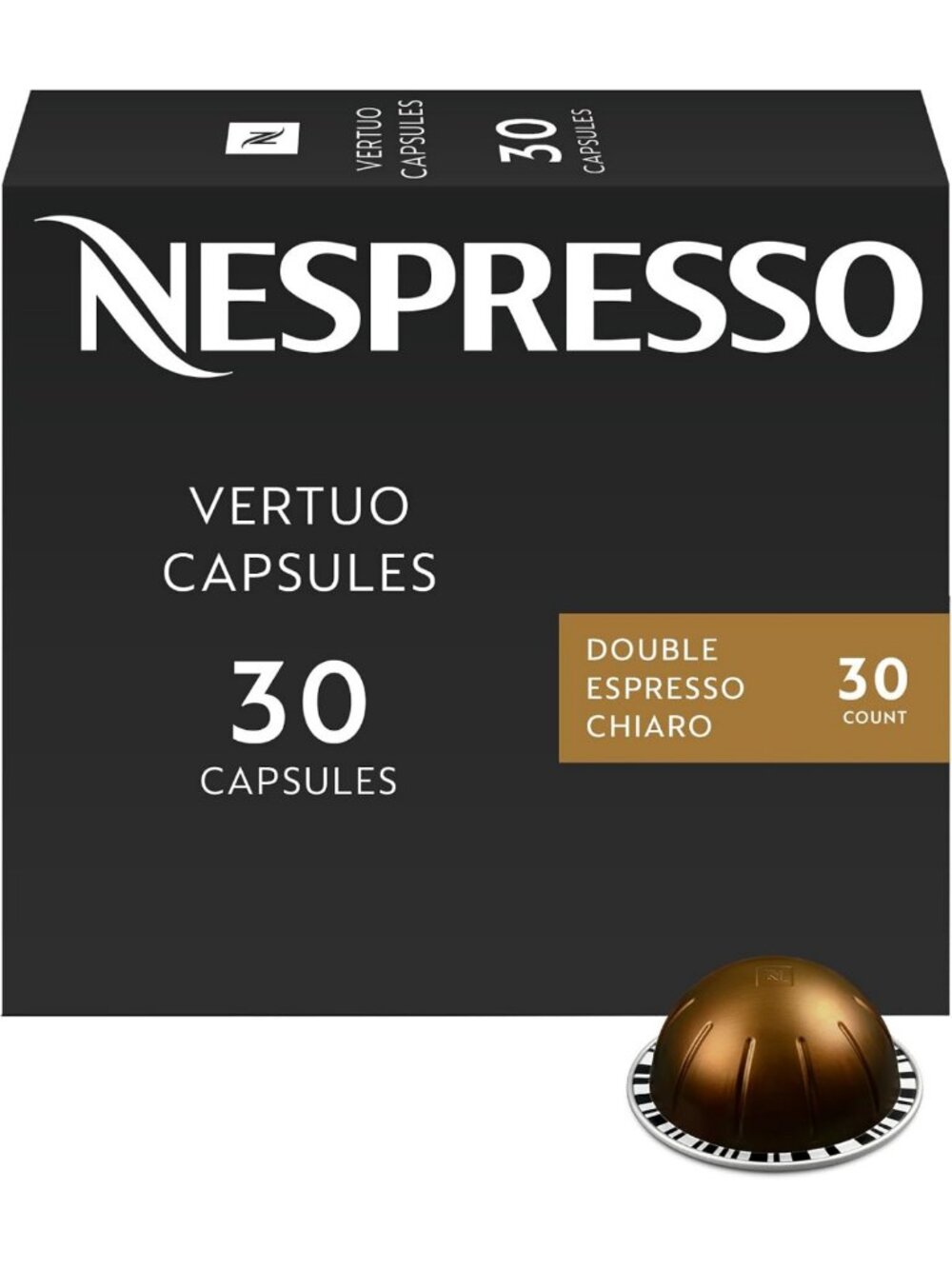 Double Espresso Chiaro Pods - Dark Roast, 30-Count for Nespresso Vertuo Machine